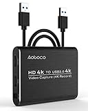 Aoboco Game Capture Card mit HDMI-Loop-Out, 4K 60FPS USB3.0-Vide Capture Karte für Streaming, 4K-Videoaufzeichnung, tragbarer Videokonverter für Switch Game Streaming Live Übertragung