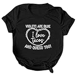 Sommer Tshirt Damen mit Spruch Kurzarm Basic Tee Tops Rundhals Schönes Casual Tshirts Oberteile Damen Coole Mode Lustiges Sommershirt Tunika Bluse Kaufen Shirt Streetwear für Teenager Mädchen F