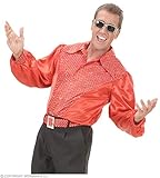 Widmann Herren-Kostüm, rotes Sat- und Samt-Shirt mit Pailletten, Gr. M für 70er Jahre Travolta Night F