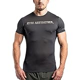 Herren Training Laufshirt Kurzarm T Shirt Funktionsshirt Lycra Faser Schnelltrocknend Tight-Fit Muskelbetontes Design, Für Training und andere Sp