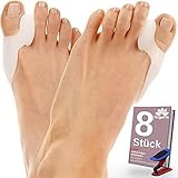 ValgoFit® Zehenspreizer Silikon - [8x] - Transparent - Hallux Valgus Korrektur - Optimale Spreizung und natürliche Ausrichtung der Zehen - Ballenzehen Korrektur inkl. Trainingsband u. eBook