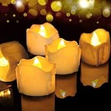 LED Kerzen, 12er Set Flammenloses LED Kerzen/Teelichter/LED Teelicht Batteriebetriebener mit Timer-Funktion, 6 Stunden an und 18 Stunden aus für Weihnachtsdek Hochzeit(Warmweiß)