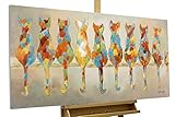 KunstLoft® Acryl Gemälde 'Wartende Grazien' 120x60cm | original handgemalte Leinwand Bilder XXL | Katzen Bunt Haustier Deko | Wandbild Acrylbild Moderne Kunst einteilig mit R