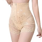 LZOK Spitze Taille Trainingshose, hohe Taille Bauchkontrollhöschen, Damen Shapewear Kontrollhöschen (2XL,Nude)