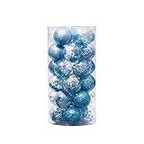 Baumkugeln 30 Stück Christbaumkugeln Weihnachtskugeln, Morbuy 6cm Transparent Kunststoff Weihnachtsbaumkugeln Plastik Bruchsicher, Weihnachtsbaumschmuck Weihnachtsdeko (Blau)