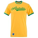 Australien - T-Shirt Ringer Retro TS WM EM Trikot Look, Gelb, L