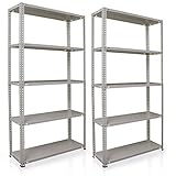 NAWA Home & Work Lagerregal 2er Set Kellerregal / Werkstattregal / Garagenregal Praktisches und vielseitiges Regal (180x90x30GA) PACK-EST180G