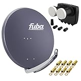 Digital Sat Anlage 2 Satelliten Astra/Hotbird - 4 Teilnehmer | Fuba DAA850A Sat Schüssel 85cm anthrazit + DUR-line MB6-QS Monoblock Quad LNB 6° (DVB-S2, HDTV, 4K/8K, 3D) + 8xF-Stecker verg