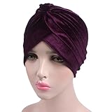 beauty YFJH Damen Turban-Hut mit Plissee-Rüschen, Samt, Damen, violett, S