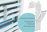 EISL Heizkörper Haken, Handtuchhaken ohne bohren für Rundheizkörper, Handtuchhalter Heizung transparent zum Einhängen, 6er Set, Bad Zubehör, BA0900