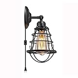 ZAW Wandleuchte Wandlampe Vintage Wandleuchte 1 er Pack Wandlampe E27 Wandleuchte rustikal Vintage Wandleuchte innen Industrial Metall Lampenschirm schwenkbar (Color : Black)