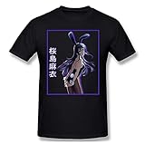 Men Rascal Does Not Dream of Bunny Girl Senpai Aobuta Anime T-Shirts Funny Tops Mai Sakurajima Pure Cotton Tees Harajuku Tshirt Black M