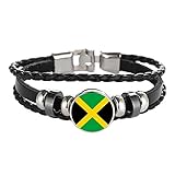 Jamaika Flagge geflochtenes Armband Leder Kette Kristall Armband Souvenir, Mode handgefertigte Armband für Mann & Frau besonderes Tagesgeschenk