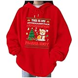 STOREYH Damen Weihnachten Corgi Druck Hoodie Tops Lässig Loose Drawstring Langarm Hooded Fleece Oberteile Kapuzenpullover Herbst Winter Bequem Atmungsaktiv Tee Frauen Bluse Wickel Tunika T-S