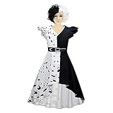 BSMEAN Film Kostüme Frauen, Halloween Kostüme Mode Film Kleid Cosplay Kostüm Schwarz-weiß Kleid Karneval Kostüm für F