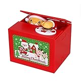 COLiJOL Münze Geldkasten Weihnachtsmünze Sparschwein Musical Unfug Santa Stehlen Münze Sparschwein Automatisches Stehlen Geld Geschenk