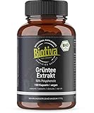 Grüntee Extrakt Bio 150 Kapseln, 1800mg höchste Tagesdosis, 50% Polyphenole, Green Tea, EGCG, vegan, gluten- und laktosefrei, ohne Zusätze und Rieselhilfen, abgefüllt und kontrolliert in D