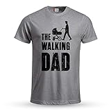 T-Shirt The Walking Dad T-Shirt Papa Geschenk Vatertag Vaterliebe Spruch Shirt The Walking Dad Papa Geschenkideen Mann Kinderwagen (Grau, 3XL)
