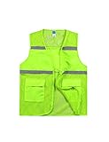 Reflektierende Stripe Mesh Safety Weste, hochsichtliche leichte reflektierende Weste-Reißverschlusstaschen, Fahrt läuft Fluoreszierende Kleidung (Color : Green, Größe : 26 inchs)