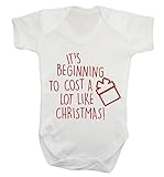 Baby-Strampler mit Aufschrift 'It's beginning to costing a lot like Christmas!' Gr. 3-6 Monate, weiß