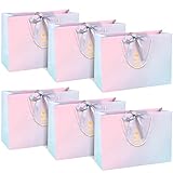 BTNEEU 6 Stück Geschenktüten Papier Geschenkbeutel mit Band Geschenktaschen Geburtstag Groß Papiertüten mit Henkel Geschenktüte für Frauen Geburtstag, Hochzeit, Party, Valentinstag - 36x25x12