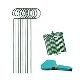 TOPofly Pflanzen Stützen, 8pcs Stahl Einzelstängelpflanzen Stakes Set mit 20pcs Krawatten & 10pcs Stichworte, 40cm Pflanzenstützring Stützkörbe für Topfpflanzen, Tomaten, Rose & V