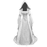 Xisimei Kleider Damen Elegant Mittelalter Viktorianischen Königin Kleider Gothic Jahrgang Prinzessin Renaissance Bodenlänge Maxikleid Mit Kapuze Karneval Kostüm Party Cosplay Fasching F