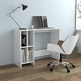 Festnjght Schreibtisch PC Tisch Computertisch Laptoptisch Klein Bürotisch mit Regal Fächer Officetisch Arbeitstisch Gaming Tisch Büromöbel Hochglanz-Weiß 102,5x35x75