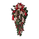 AmazingDays Weihnachten Deko Weihnachtsbaum Türkranz Weihnachten Außen Weihnachts-Türkranz Türkranz Aussen Weihnachten Türkranz Winter Haustuer Weihnachten Türkranz Groß 60cm 1p