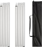 FLEAPCAMP 2er Set Aluminium Aufstellstange inkl. Tasche zwischen - Teleskopstange für Zelte, Sonnensegel - ultraleichte Tarpstange - Stange für Sonnensegelbefestigung - Zeltstange (φ28MM Silber)