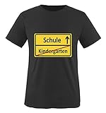 Ortsschild Kindergarten - Schule -Herren T-Shirt in Schwarz Gr. XXL