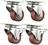 4 Stück Möbelrollen，1,5 Zoll 2 Zoll Schwerlast Lenkrollen Lenkräder Mit Bremse，40 Mm /50 Mm Universal-Schwenken Feste Platte Wagenrad Zum Sofa Blumenstand Schrank -200 Kg Last ( Size : 2 inch 50mm )