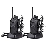 Upgrow Walkie Talkie 2 x Funkgerät Set PMR446 Wiederaufladbarer Walkie Talkie mit Headset, 16 Kanäle Sprechfunkgerät mit LED-Taschenlampe für Abenteuer Radfahren W