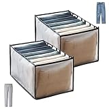NIBESSER Schubladen Organizer für Jeans Aufbewahrungsboxen Schubladen BH Organizer Ordnungsbox Waschbare Faltbare Faltbox Stoffbox für Hosen, T-Shirt, Leggings(schwarz,7 Fächer, für Hosen)