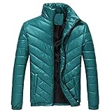 Yowablo Mantel mit Tasche Herren Casual Winterjacke Warmer Reißverschluss Stehkragen (4XL,Grün)