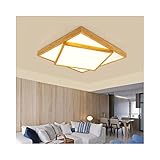 Holz Deckenleuchte Zwei Ebenen Design, Schlafzimmer LED Deckenlampe, Wohnzimmer Leuchte, Modern Holzlampe für Esszimmer Küche Wohnung, Warmweiss 3000K, 48cm*48cm 24W, Acryl Schirm, Deko Beleuchtung