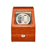 LHHL Uhrenbeweger für 2 Automatikuhren, mit extra 3 Uhrenaufbewahrungen, natürliches Massivholzgehäuse, leiser Motor, flexibles Uhrenkissen (Farbe: Rosenholz + Weiß)