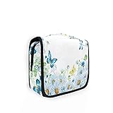 Kulturbeutel zum Aufhängen, Motiv: Schmetterling, Gänseblümchen, Blumenmuster, für Reisen, groß, Kosmetiktasche, Organizer für Damen, Mädchen, Kinder, D