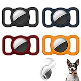 Silikon-Hülle für AirTag 4 Pack Airtag Hundehalsband Halter Flexible Airtag Halter Silikon Schutzhülle Kompatibel für GPS Tracker für Haustier Schlaufe Halter Hund Katze Halsband Zubehör (4 Stück)