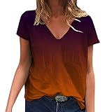 Caixunkun Satinrock Frauen lässiges Hemd Summer Off Shoulder Top V-Ausschnitt Bluse Top mit kurzen Ärmeln Top mit festen Farb