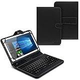 NAUC Schutz Tasche kompatibel für Odys Rapid 10 LTE Hülle Keyboard Case Tastatur QWERTZ Standfunktion USB Cover Schw