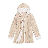 Eaylis Fleece-gefütterter Kaschmir-Strickpullover für Frauen Langarm-Kapuzen-Mantel Lange Strickjacke Winter-Oberteile, Mode Parka Steppjacke Trenchcoat Winterjacke Freizeit Übergangsjacke M