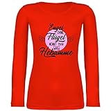 Shirtracer Beruf und Job Geschenke - Engel ohne Flügel nennt Man Hebamme - rosa/schwarz - L - Feuerrot - Fun - BCTW071 - Langarmshirt D