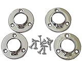 4er Set Schrankrohrhalter Rund für 16mm 19mm 22mm oder 25mm Schrankrohr mit 12x Schrauben –Durchmesser wählen- (für 25mm Rohr)