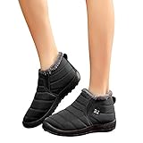 Winterschuhe Damen Boots Schwarz Stiefeletten Teenager Mädchen Elegant Warm Gefüttert Leicht Flache Winterboots Winterstiefel Damenschuhe Schneestiefel Abendb