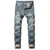 Capabes Nostalgische, schmale, gerade Jeans für Herren, modisch und bequem, für den Alltag, lässig, vielseitige Denim-Hose mit Knopfverschluss 36