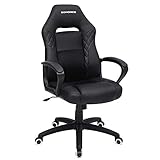 SONGMICS Gamingstuhl, Bürostuhl mit Wippfunktion, Racing Chair, ergonomisch, S-förmige Rückenlehne, gut für die Lendenwirbelsäule, bis 150 kg belastbar, Kunstleder, schwarz OBG38B