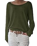 ZANZEA Damen Langarm Lose Bluse Hemd Shirt Oversize Sweatshirt Oberteil Tops Army Grün EU 46/Etikettgröße XL