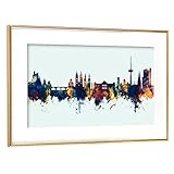 artboxONE Poster mit Rahmen Gold 45x30 cm Koblenz Germany Skyline Winter von Michael Tompsett - g