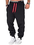 REPUBLIX Herren Sporthose Jogger Jogginghose Sweatpants Trainingshose R0704 Anthrazit/Rot 5XL